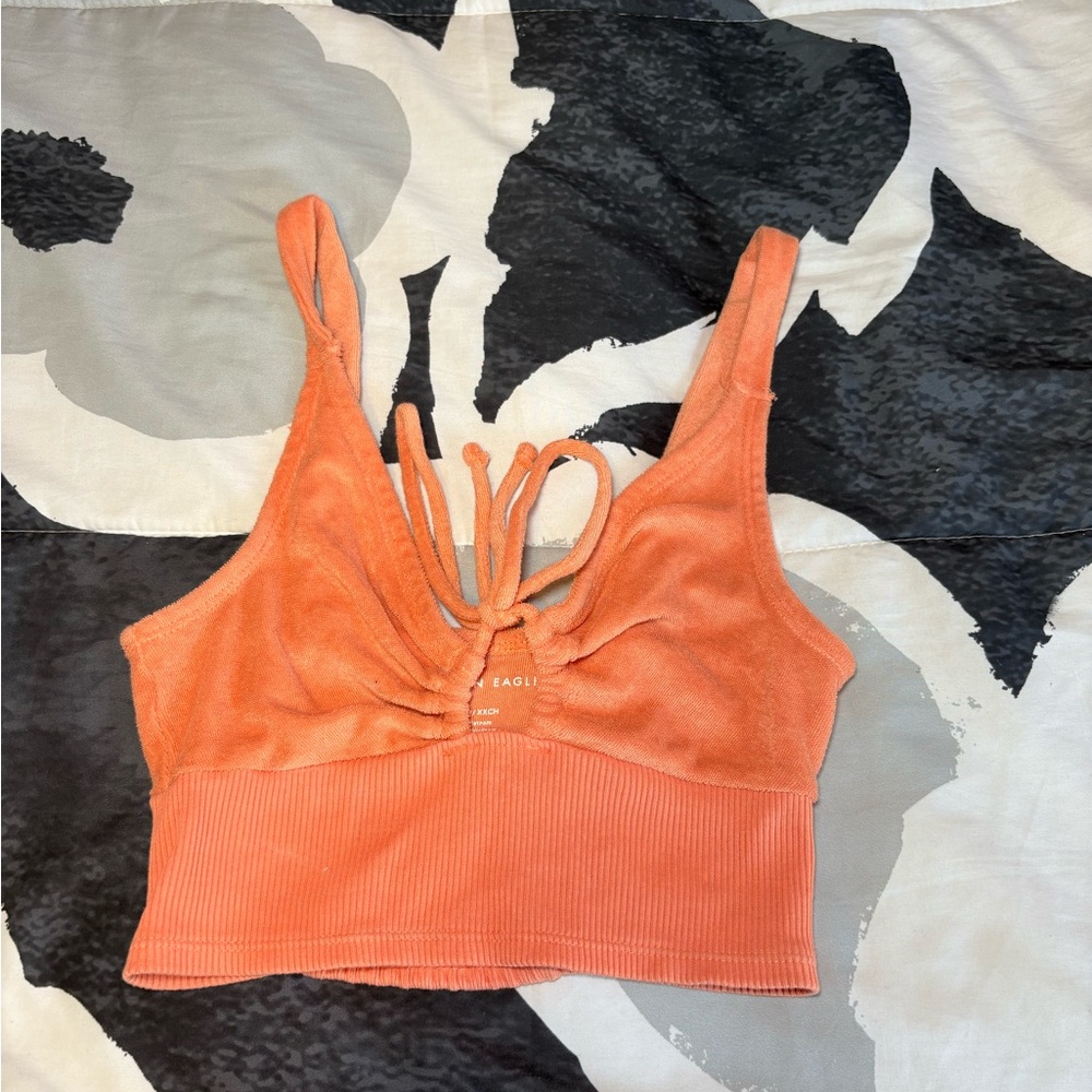 Orange Ribbed Crop Top
